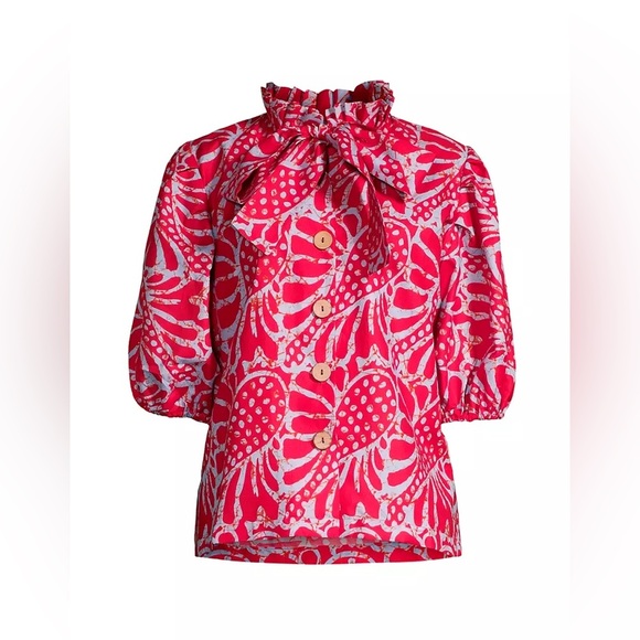 NWT Elisamama Kathy Blouse in Ruby Red - Picture 1 of 14